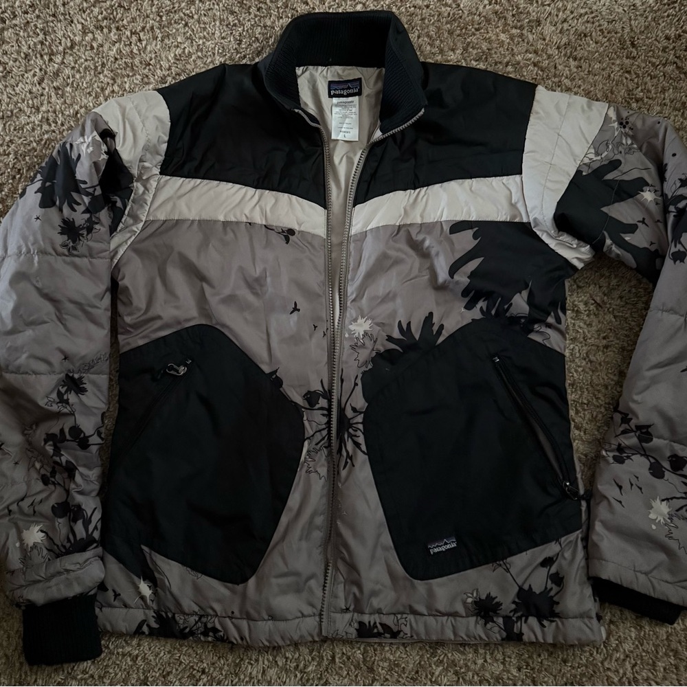 Patagonia Black and Gray Floral Jacket